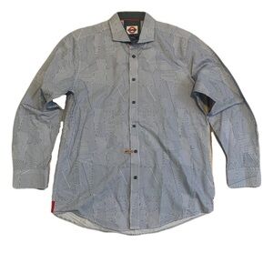 Jermyn & Bond Men's Modern Fit Geometric Print Button Down Shirt - Size Large